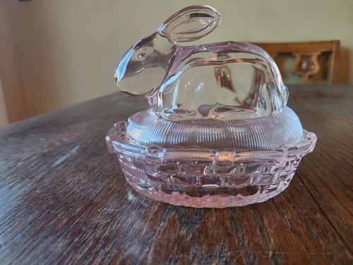 Vintage glass pink bunny - vintage,