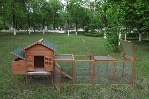 Wooden chicken coop with run - chicken,